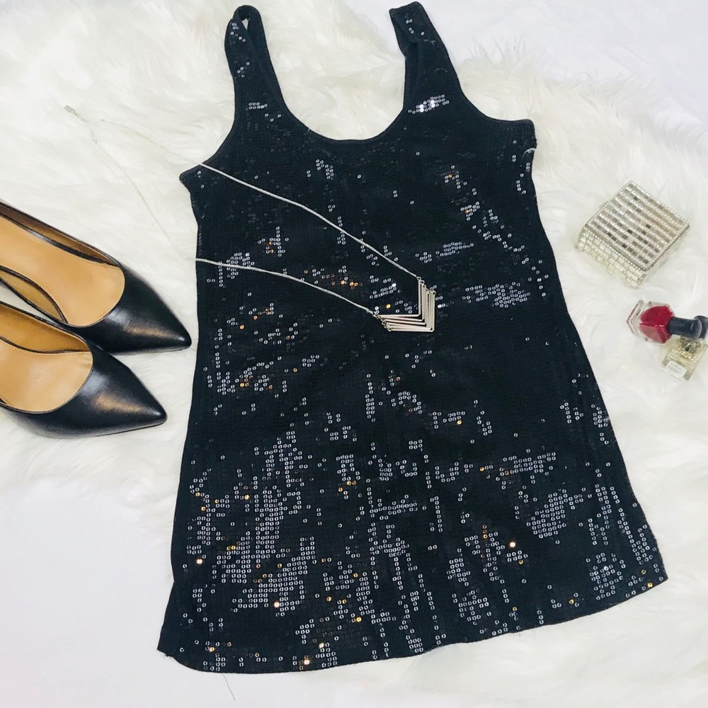 Express Black Sequin Tank Top